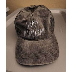 Rae Dunn "Happy HANUKKAH" Baseball Cap/Hat. Washed Gray. NWT